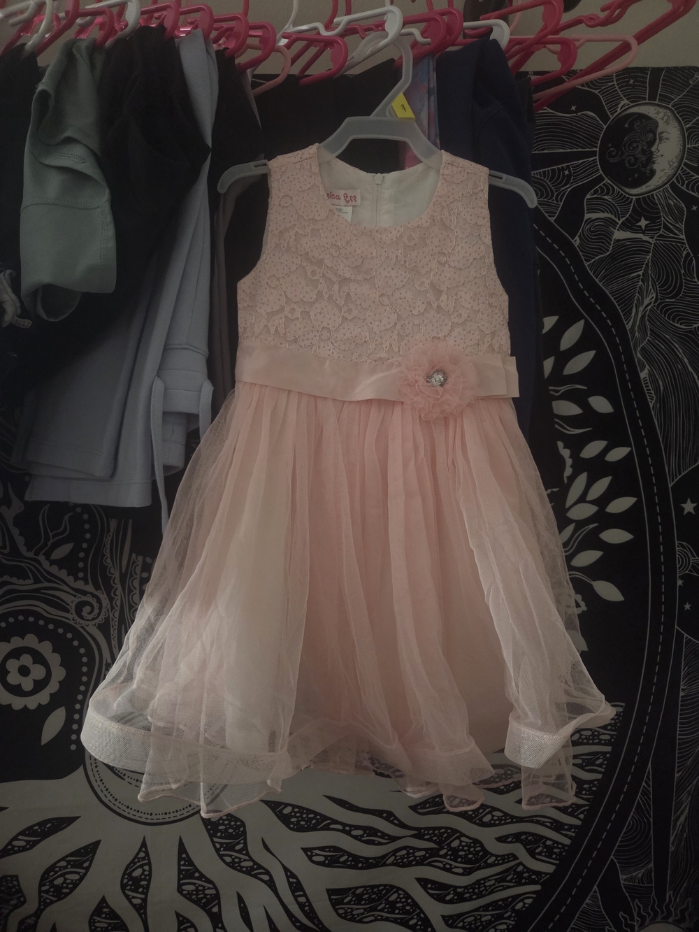 Jessica Ann Light Pink Lace & Tulle Flower Accent Party Dress